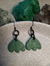 Load image into Gallery viewer, Irish clover leaf dangle handmade earrings polymer clay earthy
