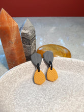 Load image into Gallery viewer, SALE Silver plate &amp; mustard stud handmade earrings polymer clay earthy

