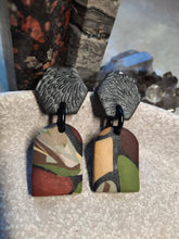 Load image into Gallery viewer, Rookwood stud handmade earrings polymer clay earthy

