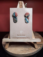 Load image into Gallery viewer, Turquoise Waltz stud handmade earrings polymer clay earthy
