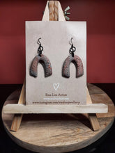 Load image into Gallery viewer, Hazelnut glitter rainbow handmade earrings polymer clay earthy
