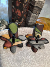 Load image into Gallery viewer, SALE Earthy lotus bud stud handmade earrings polymer clay earthy
