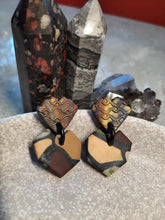 Load image into Gallery viewer, Earthy heart stud handmade earrings polymer clay earthy

