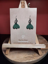 Load image into Gallery viewer, Irish clover leaf dangle handmade earrings polymer clay earthy
