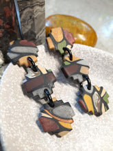 Load image into Gallery viewer, Limestone stud handmade earrings polymer clay earthy

