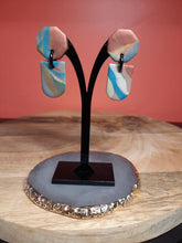 Load image into Gallery viewer, Turquoise Waltz stud handmade earrings polymer clay earthy
