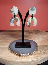 Load image into Gallery viewer, Fawn rainbow stud handmade earrings polymer clay earthy
