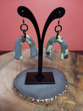 Load image into Gallery viewer, Grey owl dangle handmade earrings polymer clay earthy
