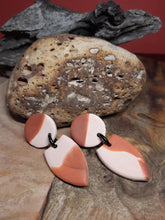 Load image into Gallery viewer, Peachy stud handmade earrings polymer clay earthy
