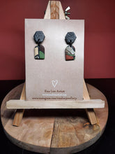 Load image into Gallery viewer, Rookwood stud handmade earrings polymer clay earthy
