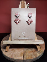 Load image into Gallery viewer, Rose bud stud handmade earrings polymer clay earthy
