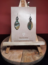 Load image into Gallery viewer, Golden treasure dangle handmade earrings polymer clay earthy
