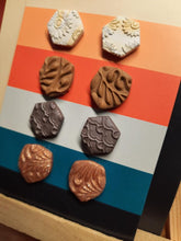 Load image into Gallery viewer, Nag champa stud set of 4 handmade earrings polymer clay earthy
