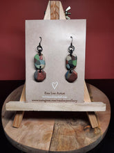 Load image into Gallery viewer, Forest wood dangle handmade earrings polymer clay earthy
