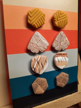 Load image into Gallery viewer, Autumn nights earthy stud set of 4 handmade earrings polymer clay earthy
