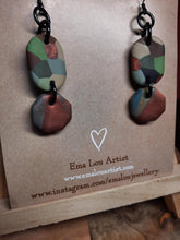 Load image into Gallery viewer, SALE Forest wood dangle handmade earrings polymer clay earthy
