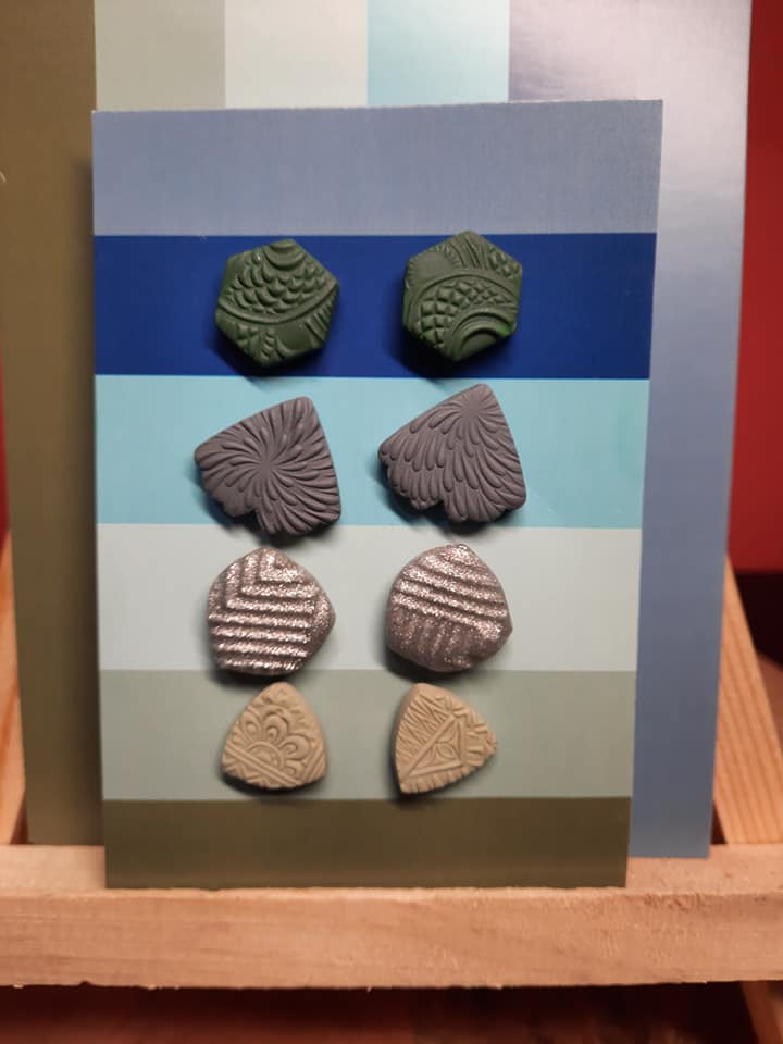 Nevada sky earthy stud set of 4 handmade earrings polymer clay earthy