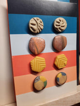 Load image into Gallery viewer, Spicey sun earthy stud set of 4 handmade earrings polymer clay earthy
