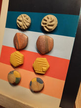 Load image into Gallery viewer, Spicey sun earthy stud set of 4 handmade earrings polymer clay earthy
