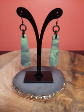 Load image into Gallery viewer, SALE Palace green dangle handmade earrings polymer clay earthy
