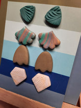 Load image into Gallery viewer, Irish spring earthy stud set of 4 handmade earrings polymer clay earthy
