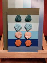 Load image into Gallery viewer, Heartland stud set of 4 handmade earrings polymer clay earthy
