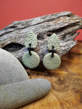 Load image into Gallery viewer, Mint cream flowers stud handmade earrings polymer clay earthy
