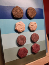 Load image into Gallery viewer, Rusty shed earthy stud set of 4 handmade earrings polymer clay earthy
