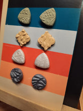 Load image into Gallery viewer, Lemongrass earthy stud set of 4 handmade earrings polymer clay earthy
