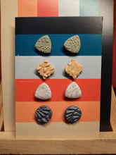 Load image into Gallery viewer, Lemongrass earthy stud set of 4 handmade earrings polymer clay earthy
