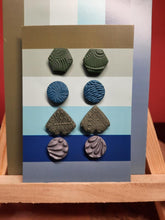 Load image into Gallery viewer, Seaweed vines earthy stud set of 4 handmade earrings polymer clay earthy
