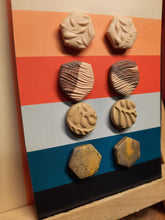 Load image into Gallery viewer, Turmeric tea stud set of 4 handmade earrings polymer clay earthy
