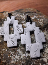 Load image into Gallery viewer, Snowflake dangle handmade earrings polymer clay earthy
