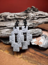 Load image into Gallery viewer, SALE Grey sunflowers dangle handmade earrings polymer clay earthy
