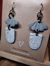 Load image into Gallery viewer, Ivory cottage dangle handmade earrings polymer clay earthy
