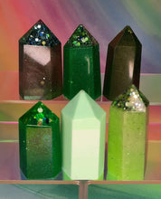 Load image into Gallery viewer, Resin crystal set in earthy green &amp; mint tones
