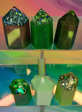 Load image into Gallery viewer, Resin crystal set in earthy green &amp; mint tones
