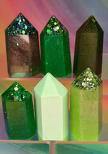 Load image into Gallery viewer, Resin crystal set in earthy green &amp; mint tones
