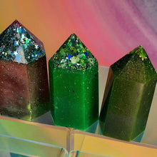 Load image into Gallery viewer, Resin crystal set in earthy green &amp; mint tones
