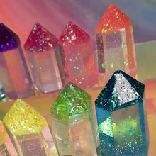 Load image into Gallery viewer, Resin crystal set in rainbow glitter clear tones
