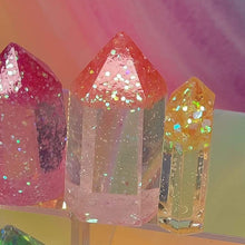 Load image into Gallery viewer, Resin crystal set in rainbow glitter clear tones
