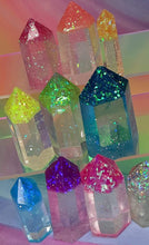 Load image into Gallery viewer, Resin crystal set in rainbow glitter clear tones
