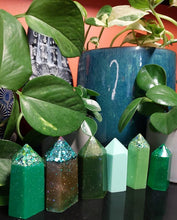 Load image into Gallery viewer, Resin crystal set in earthy green &amp; mint tones
