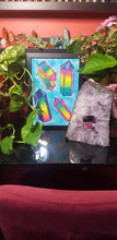 Load image into Gallery viewer, Rainbow crystal quartz point cluster crystal tattoo inspired art
