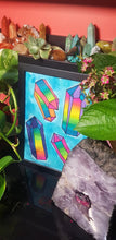 Load image into Gallery viewer, Rainbow crystal quartz point cluster crystal tattoo inspired art
