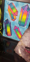 Load image into Gallery viewer, Rainbow crystal quartz point cluster crystal tattoo inspired art
