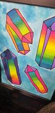 Load image into Gallery viewer, Rainbow crystal quartz point cluster crystal tattoo inspired art
