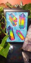 Load image into Gallery viewer, Rainbow crystal quartz point cluster crystal tattoo inspired art
